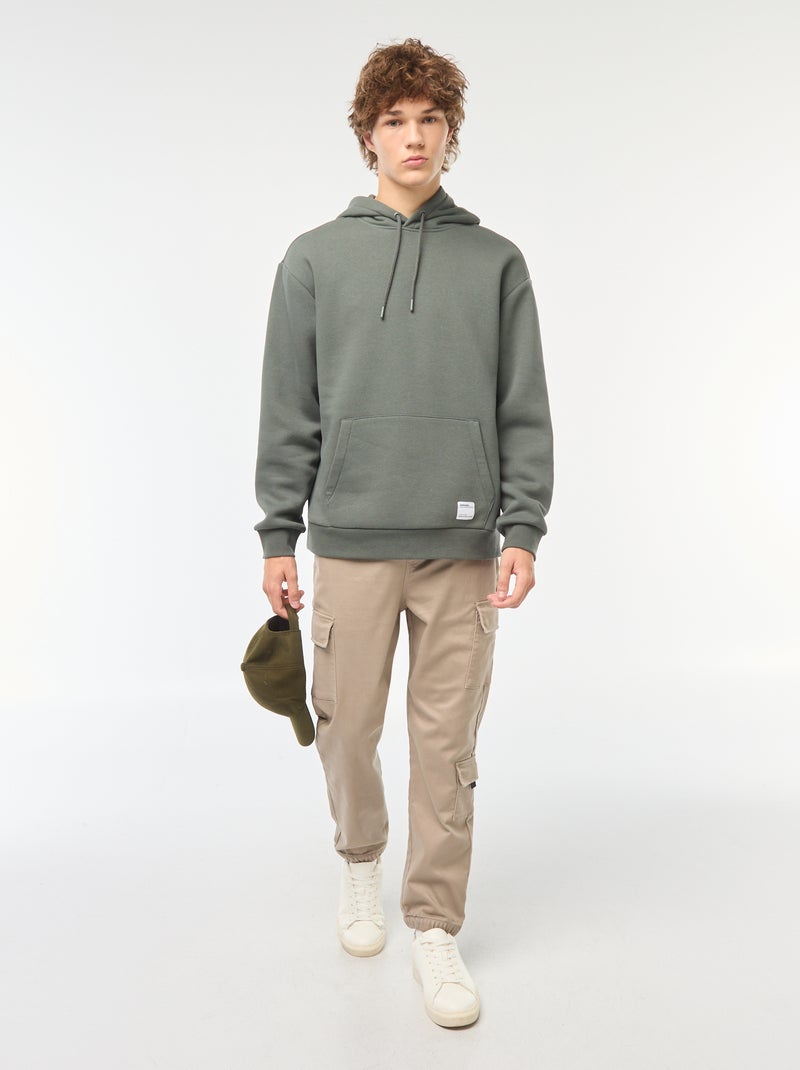 Felpa in tessuto felpato con cappuccio Kaki - Kiabi