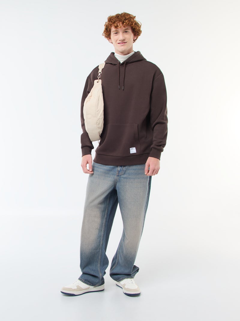 Felpa in tessuto felpato con cappuccio Marrone - Kiabi