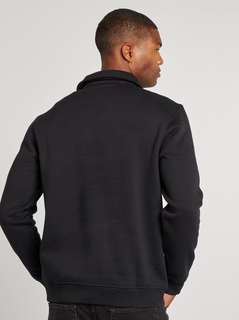 Felpa in tessuto felpato con collo a polo nero - Kiabi