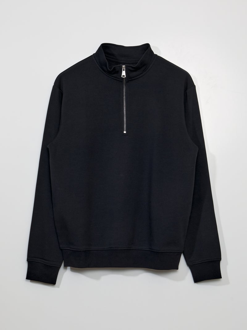 Felpa in tessuto felpato con collo con zip nero - Kiabi