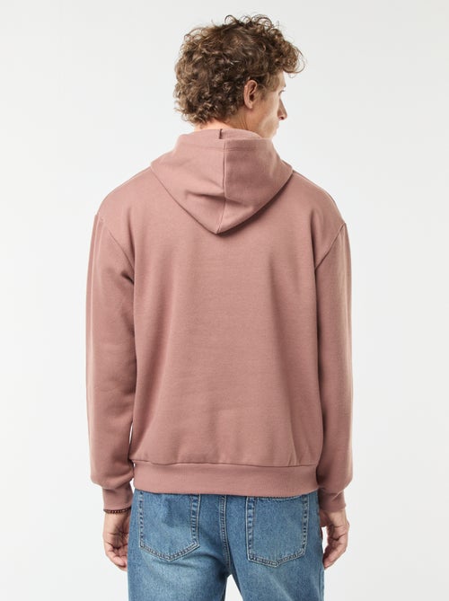 Felpa in tessuto felpato con con cappuccio e apertura sul collo con zip - Kiabi