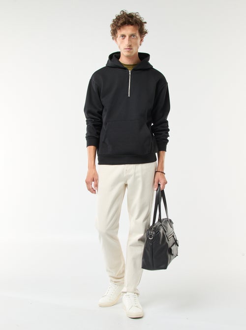 Felpa in tessuto felpato con con cappuccio e apertura sul collo con zip - Kiabi