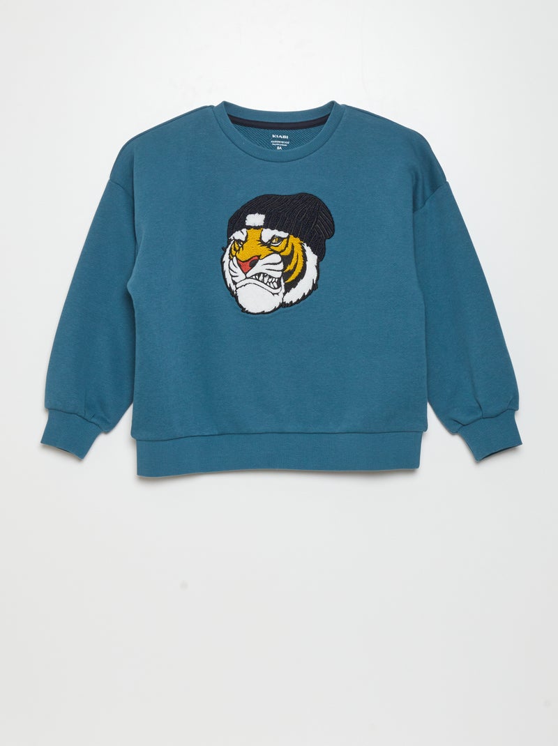 Felpa in tessuto felpato con maglia bouclé BLU - Kiabi