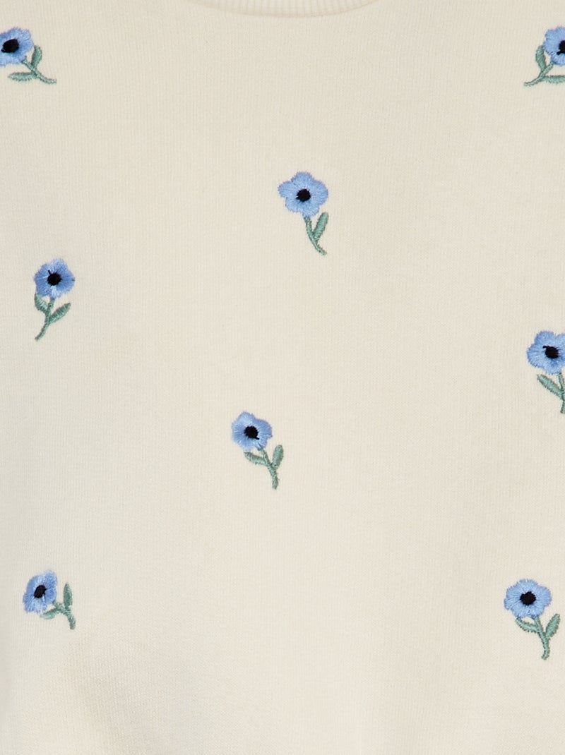 Felpa in tessuto felpato con ricami fantasia davanti BIANCO - Kiabi