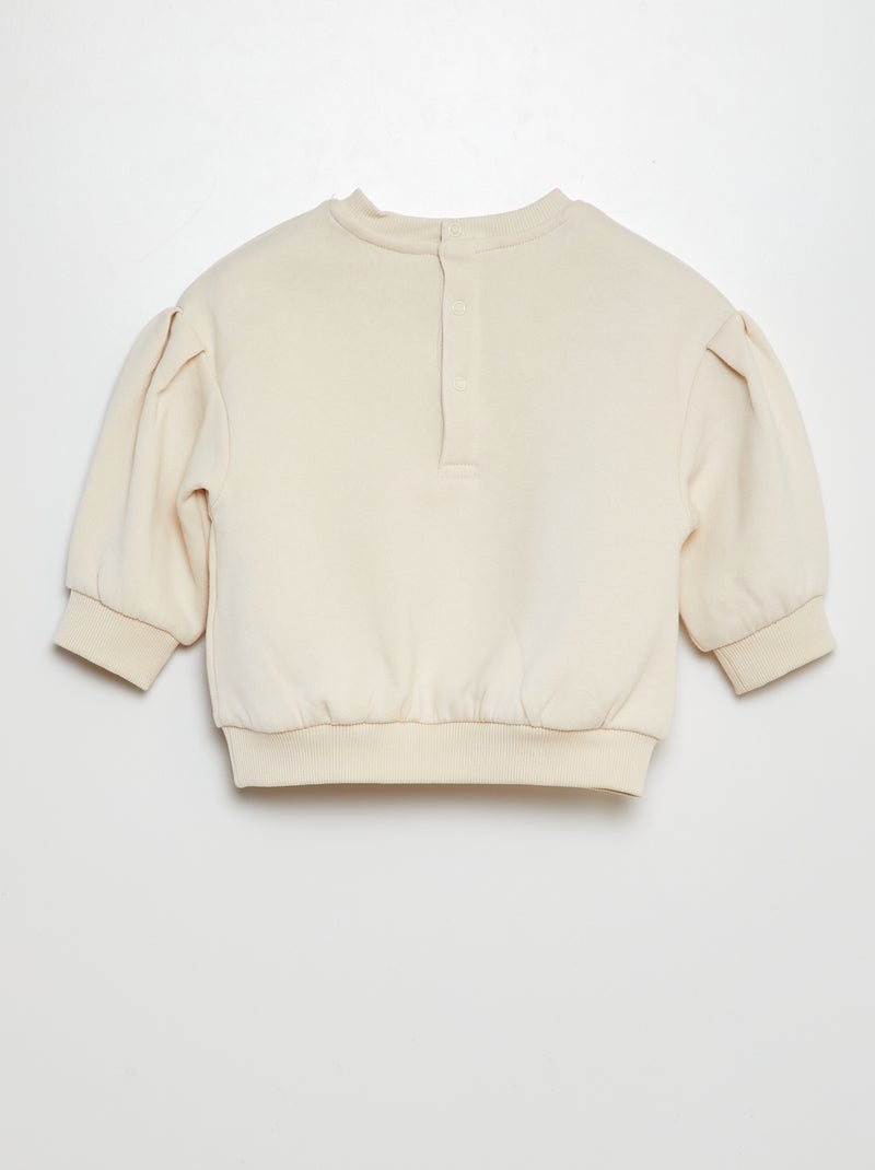 Felpa in tessuto felpato con ricami fantasia davanti BIANCO - Kiabi