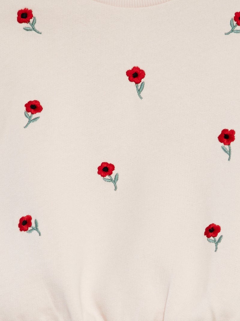 Felpa in tessuto felpato con ricami fantasia davanti ROSA - Kiabi