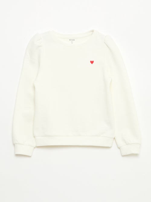 Felpa in tessuto felpato con ricamo e arricciature sulle spalle - Kiabi