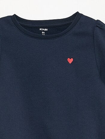 Felpa in tessuto felpato con ricamo e arricciature sulle spalle