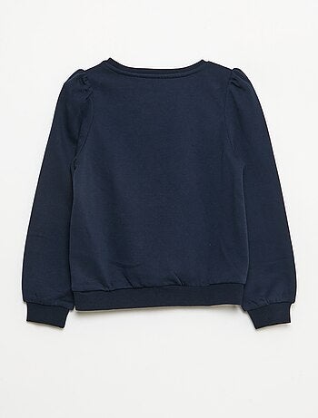 Felpa in tessuto felpato con ricamo e arricciature sulle spalle