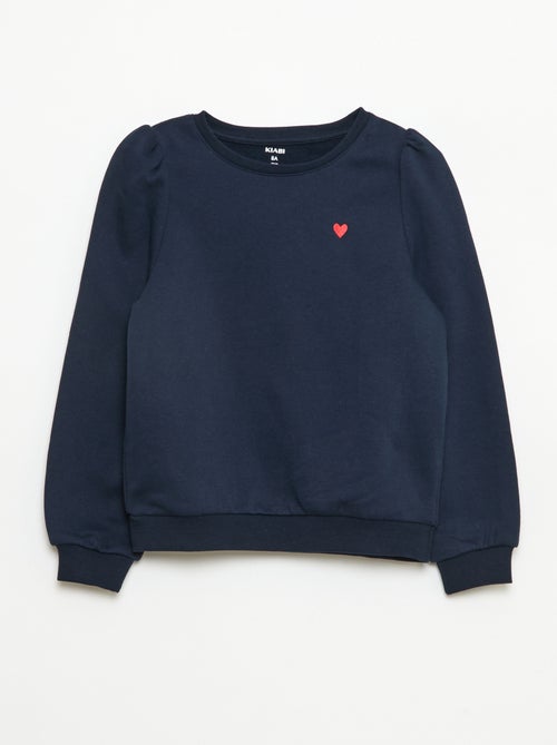 Felpa in tessuto felpato con ricamo e arricciature sulle spalle - Kiabi