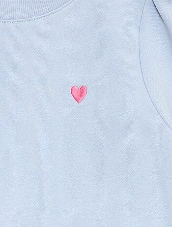 Felpa in tessuto felpato con ricamo e arricciature sulle spalle