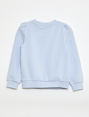 Felpa in tessuto felpato con ricamo e arricciature sulle spalle