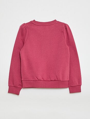 Felpa in tessuto felpato con ricamo e arricciature sulle spalle