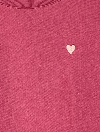 Felpa in tessuto felpato con ricamo e arricciature sulle spalle