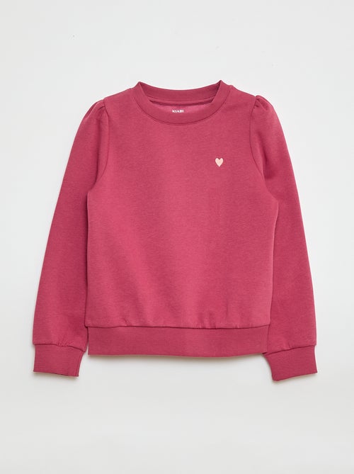 Felpa in tessuto felpato con ricamo e arricciature sulle spalle - Kiabi