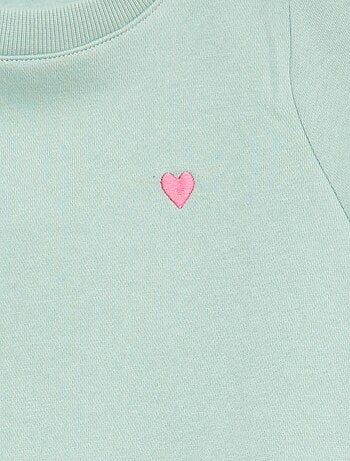 Felpa in tessuto felpato con ricamo e arricciature sulle spalle