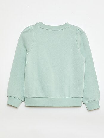 Felpa in tessuto felpato con ricamo e arricciature sulle spalle