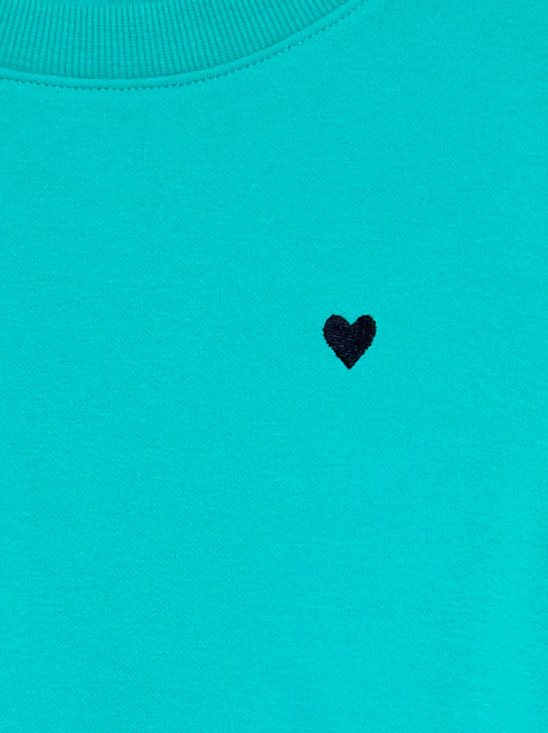 Felpa in tessuto felpato con ricamo e arricciature sulle spalle VERDE - Kiabi