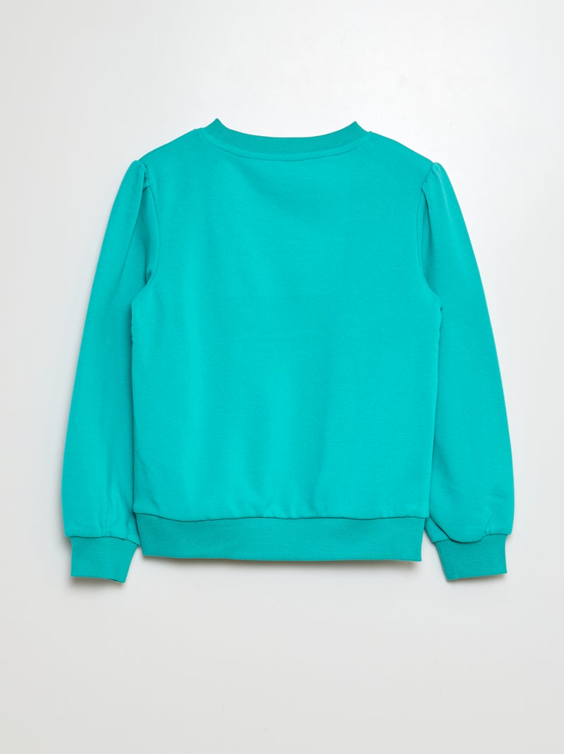 Felpa in tessuto felpato con ricamo e arricciature sulle spalle VERDE - Kiabi