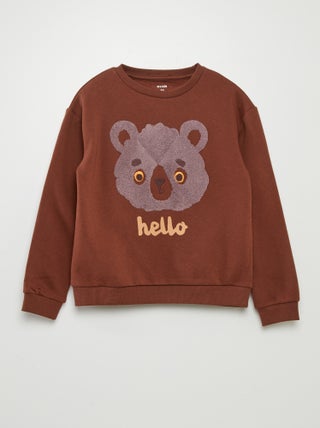 Felpa in tessuto felpato con ricamo in maglia bouclé