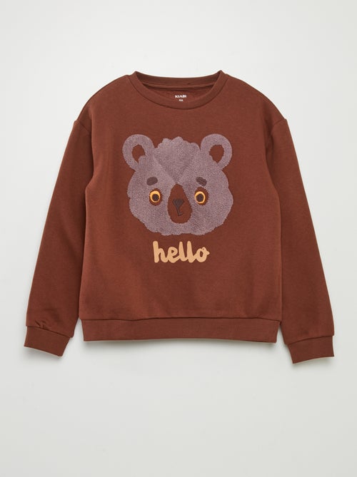 Felpa in tessuto felpato con ricamo in maglia bouclé - Kiabi