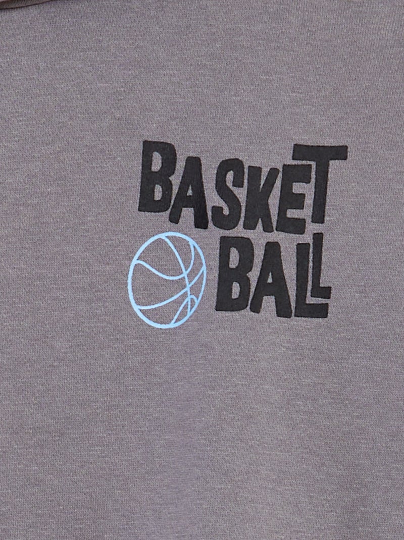 Felpa in tessuto felpato con stampa davanti-dietro GRIGIO - Kiabi