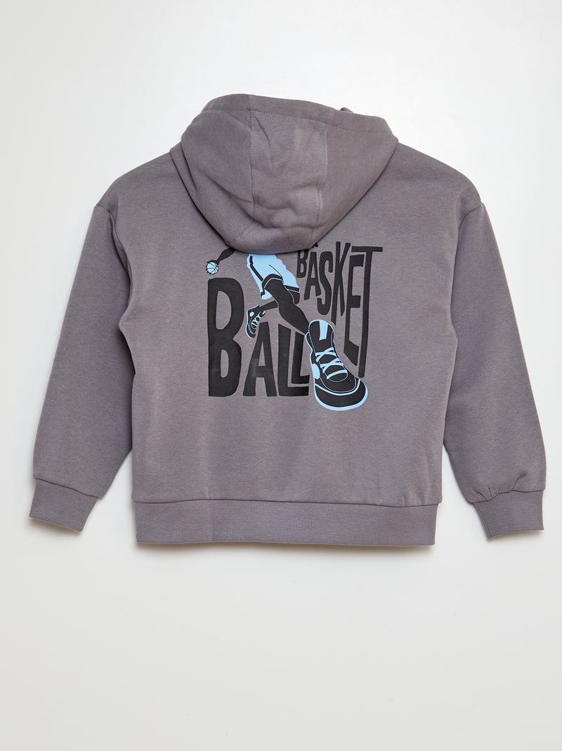 Felpa in tessuto felpato con stampa davanti-dietro GRIGIO - Kiabi