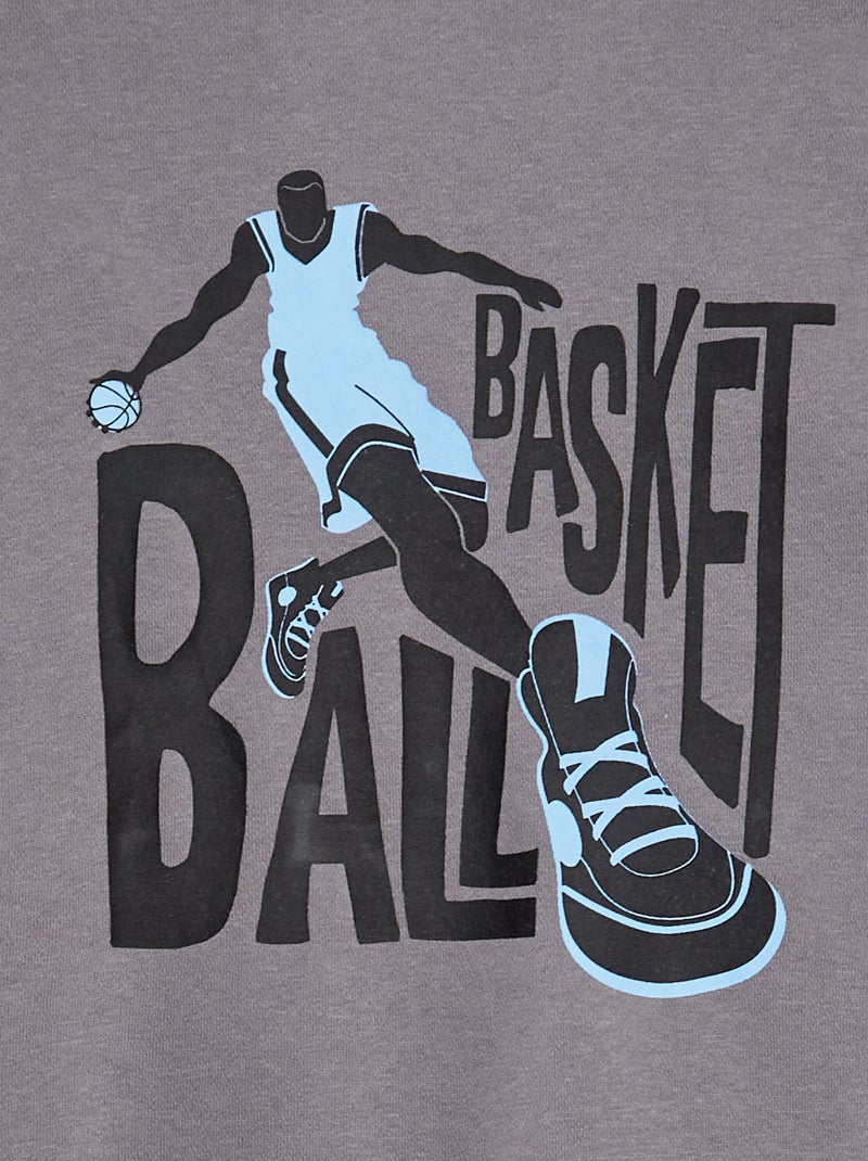 Felpa in tessuto felpato con stampa davanti-dietro GRIGIO - Kiabi