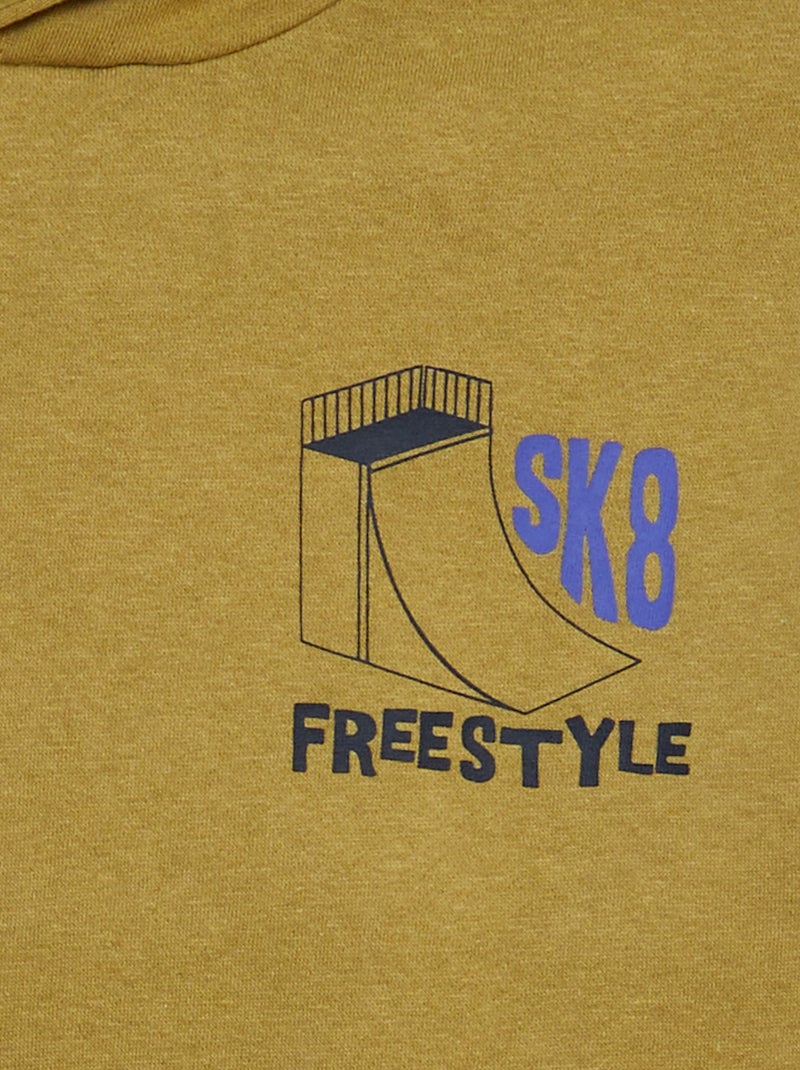 Felpa in tessuto felpato con stampa davanti-dietro VERDE - Kiabi