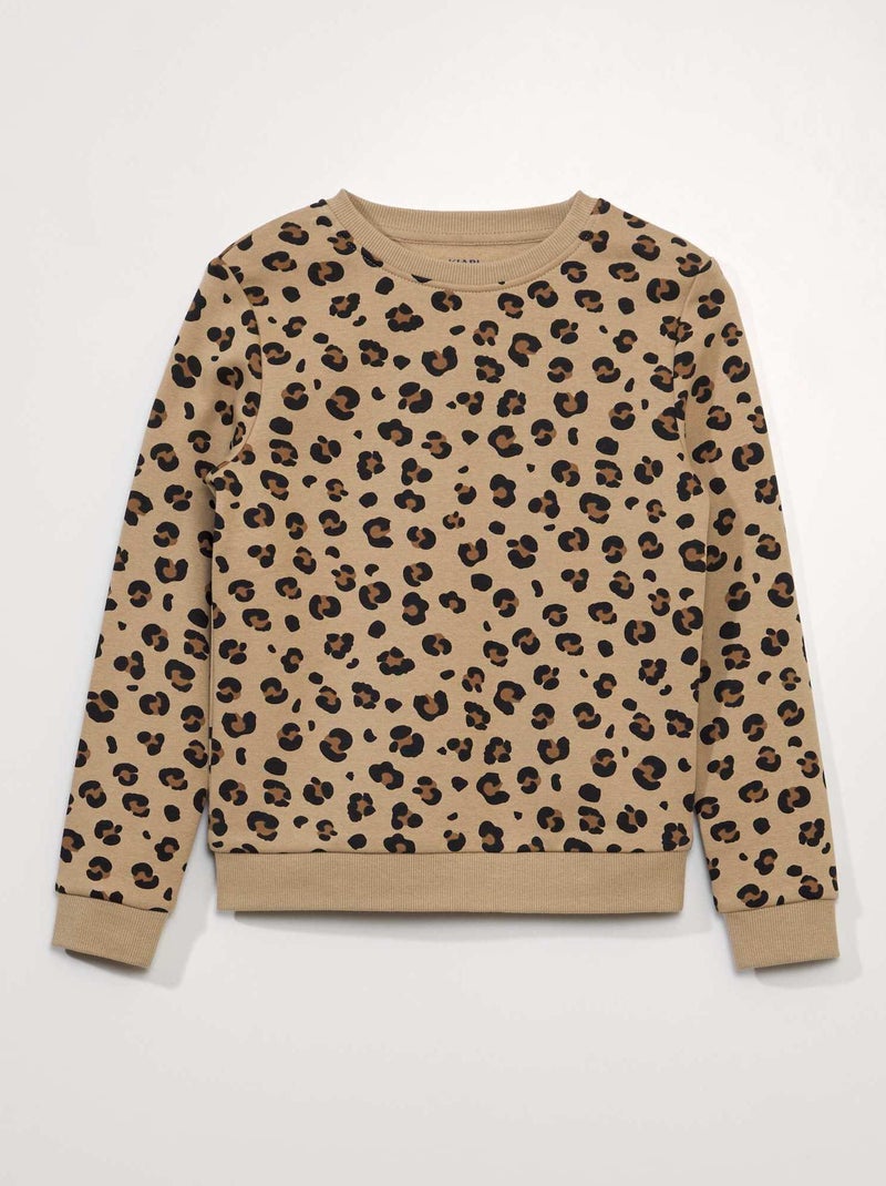 Felpa in tessuto felpato con stampa fantasia BEIGE - Kiabi