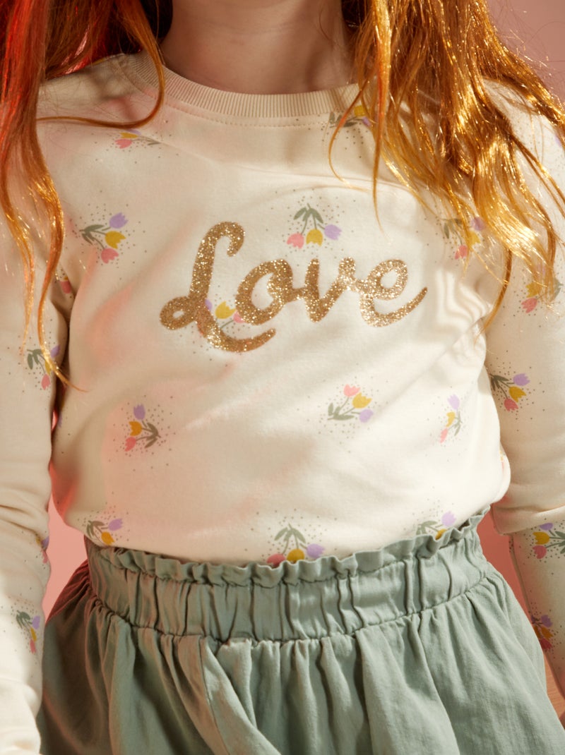 Felpa In Tessuto Felpato Con Stampa Fantasia Beige 8 00 Kiabi