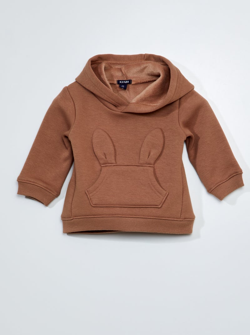 Felpa in tessuto felpato con tasca fantasia - Sempre + calore BEIGE - Kiabi