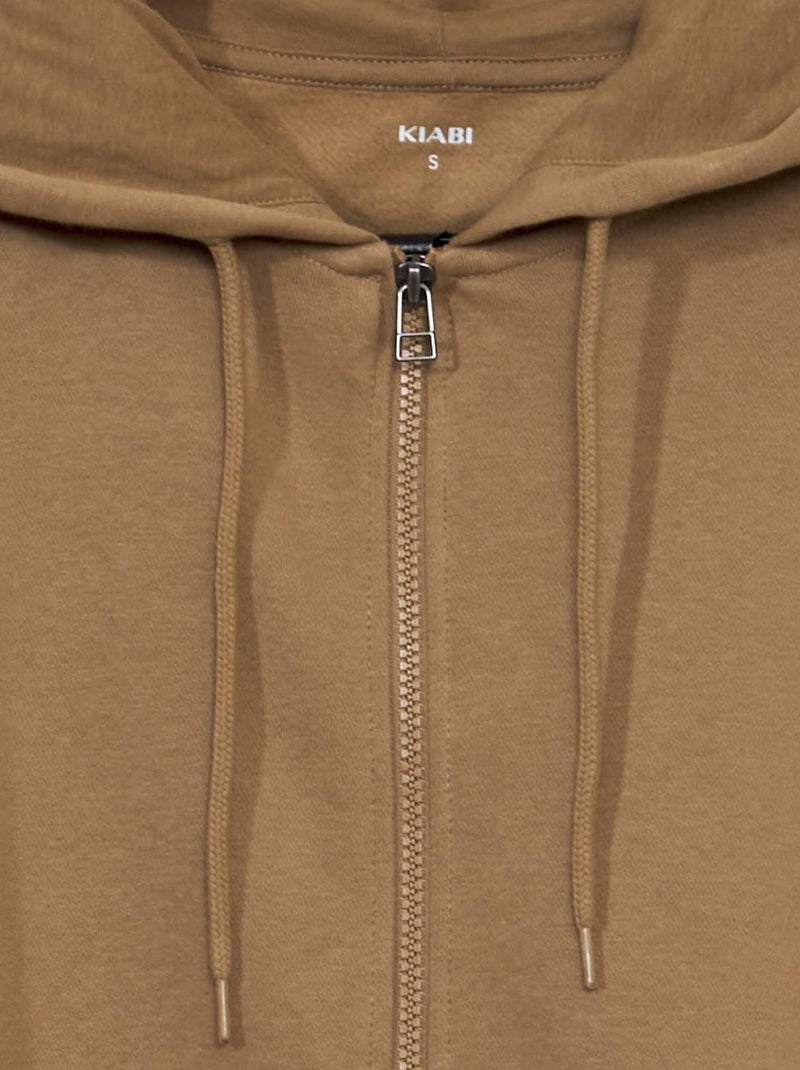 Felpa in tessuto felpato con zip BEIGE - Kiabi