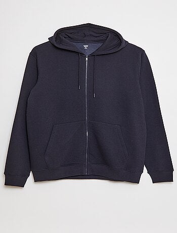Felpa in tessuto felpato con zip et con cappuccio