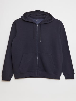 Felpa in tessuto felpato con zip et con cappuccio