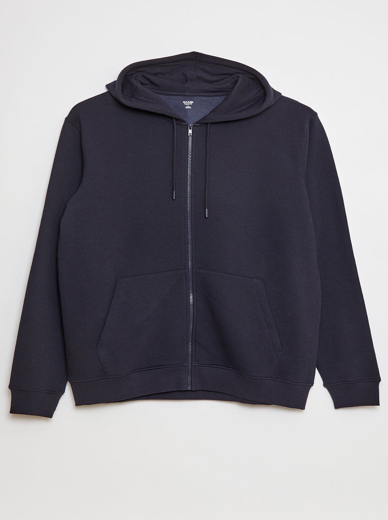 Felpa in tessuto felpato con zip et con cappuccio Blu - Kiabi