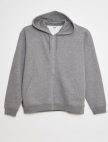 Felpa in tessuto felpato con zip et con cappuccio