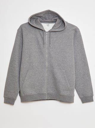 Felpa in tessuto felpato con zip et con cappuccio