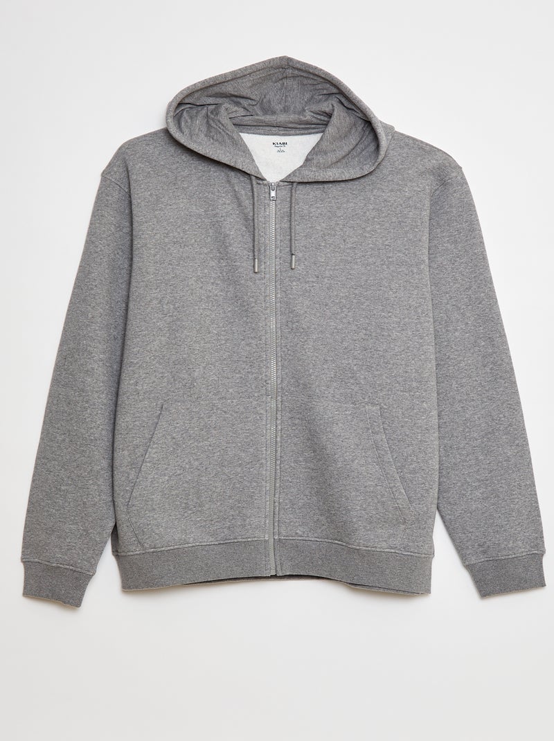 Felpa in tessuto felpato con zip et con cappuccio Grigio - Kiabi