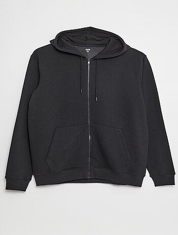 Felpa in tessuto felpato con zip et con cappuccio