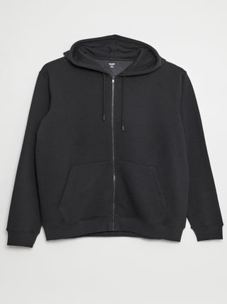 Felpa in tessuto felpato con zip et con cappuccio