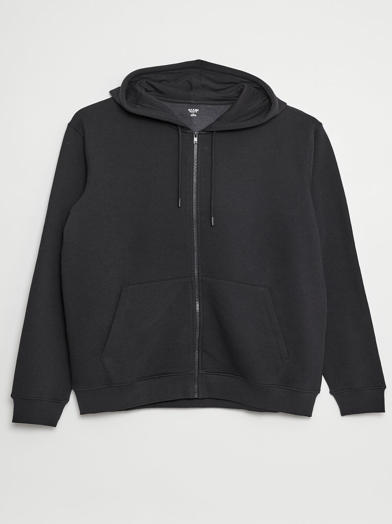 Felpa in tessuto felpato con zip et con cappuccio nero - Kiabi