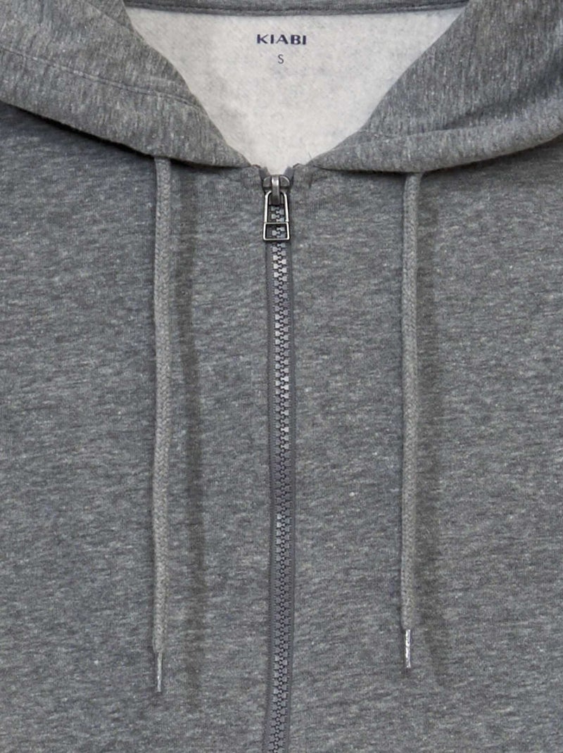 Felpa in tessuto felpato con zip GRIGIO - Kiabi