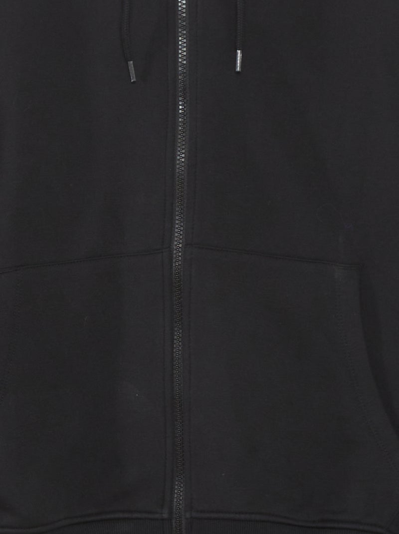 Felpa in tessuto felpato con zip NERO - Kiabi
