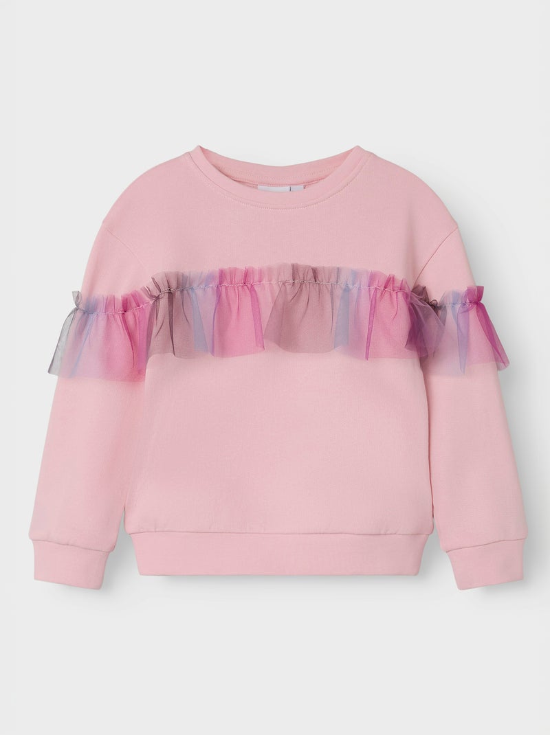 Felpa in tessuto felpato e tulle - Guppy Rosa - Kiabi