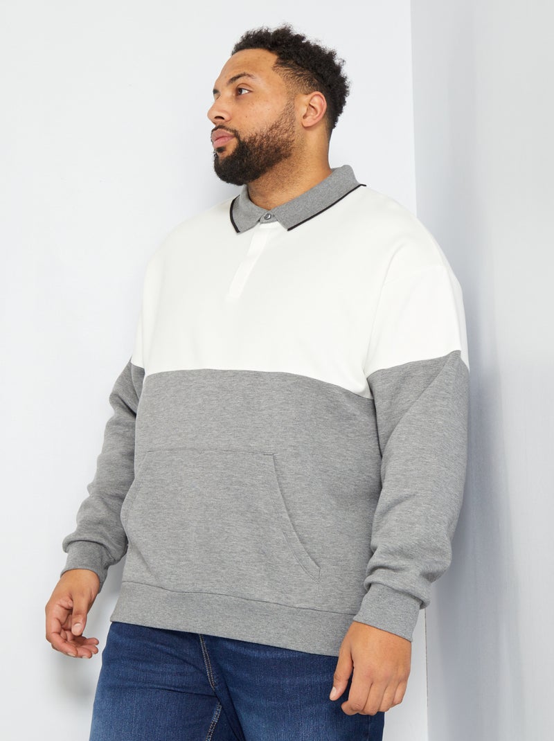 Felpa in tessuto felpato forma polo BIANCO - Kiabi