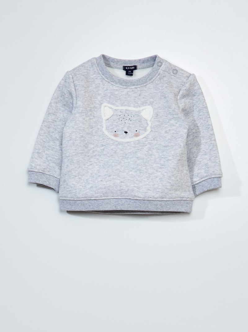 Felpa in tessuto felpato Grigio - Kiabi