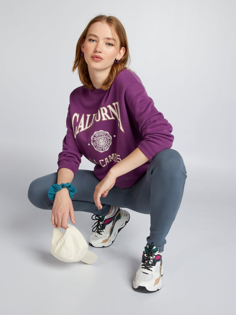 Felpa in tessuto felpato in stile college americano ROSA - Kiabi