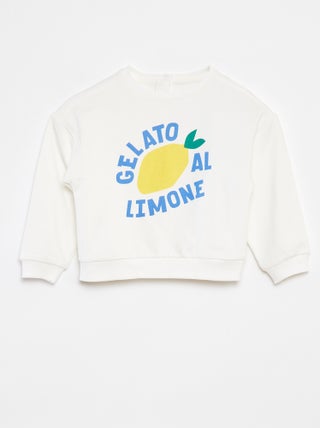 Felpa in tessuto felpato leggero con scollo tondo e motivo