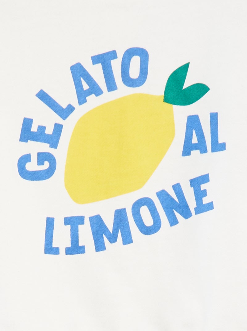 Felpa in tessuto felpato leggero con scollo tondo e motivo BIANCO - Kiabi